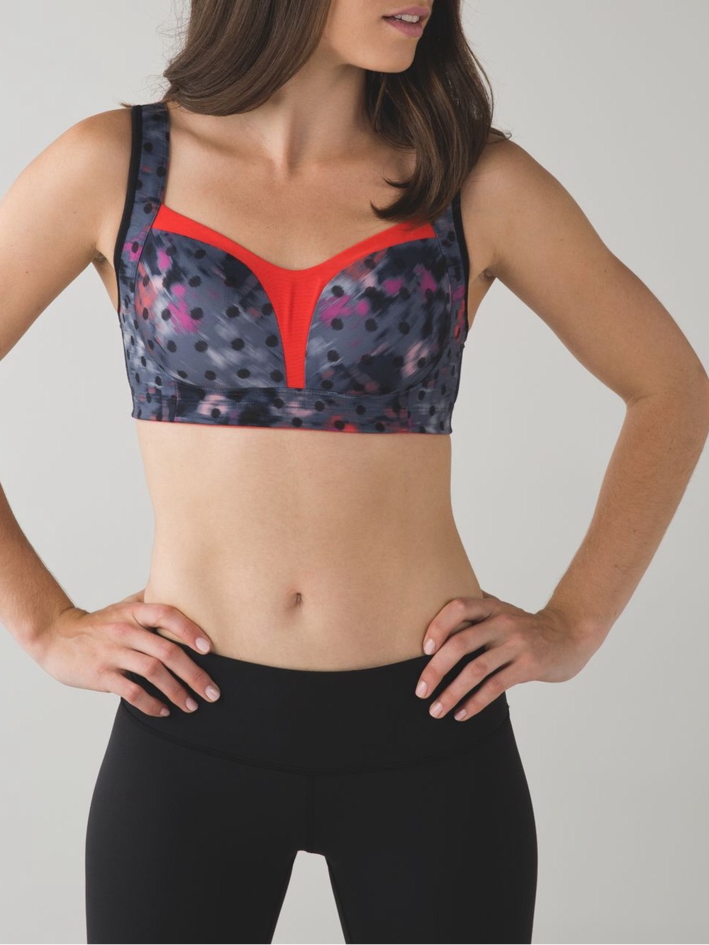 Lululemon Sports Bra in Gray with Pink & Red Accents